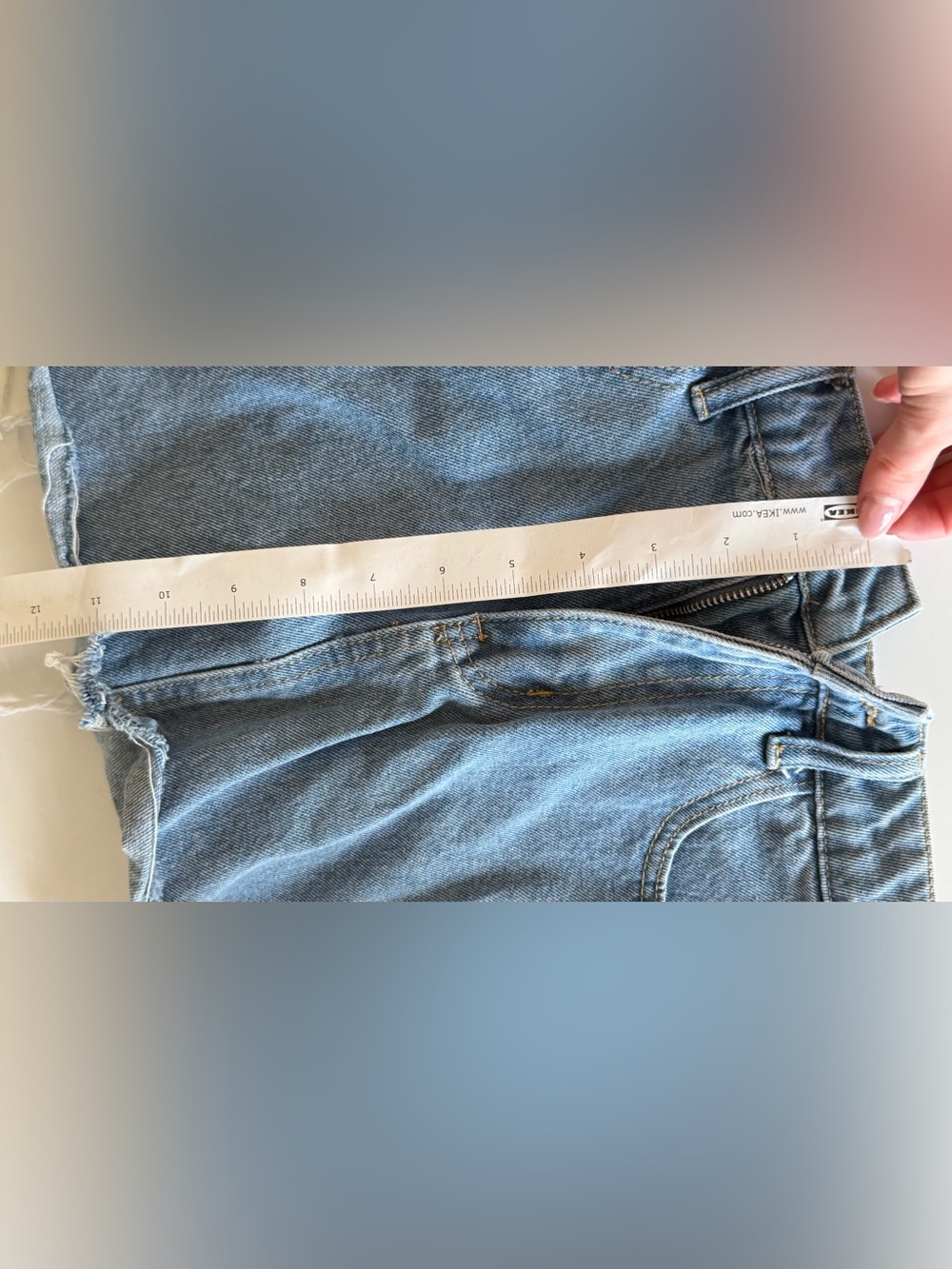 Casual Blue Denim Mini Skirt - Classic Raw Hem - Picture 5 of 5